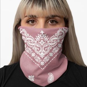 Pink Paisley Bandana Rag Face Wrap Neck Gaiter